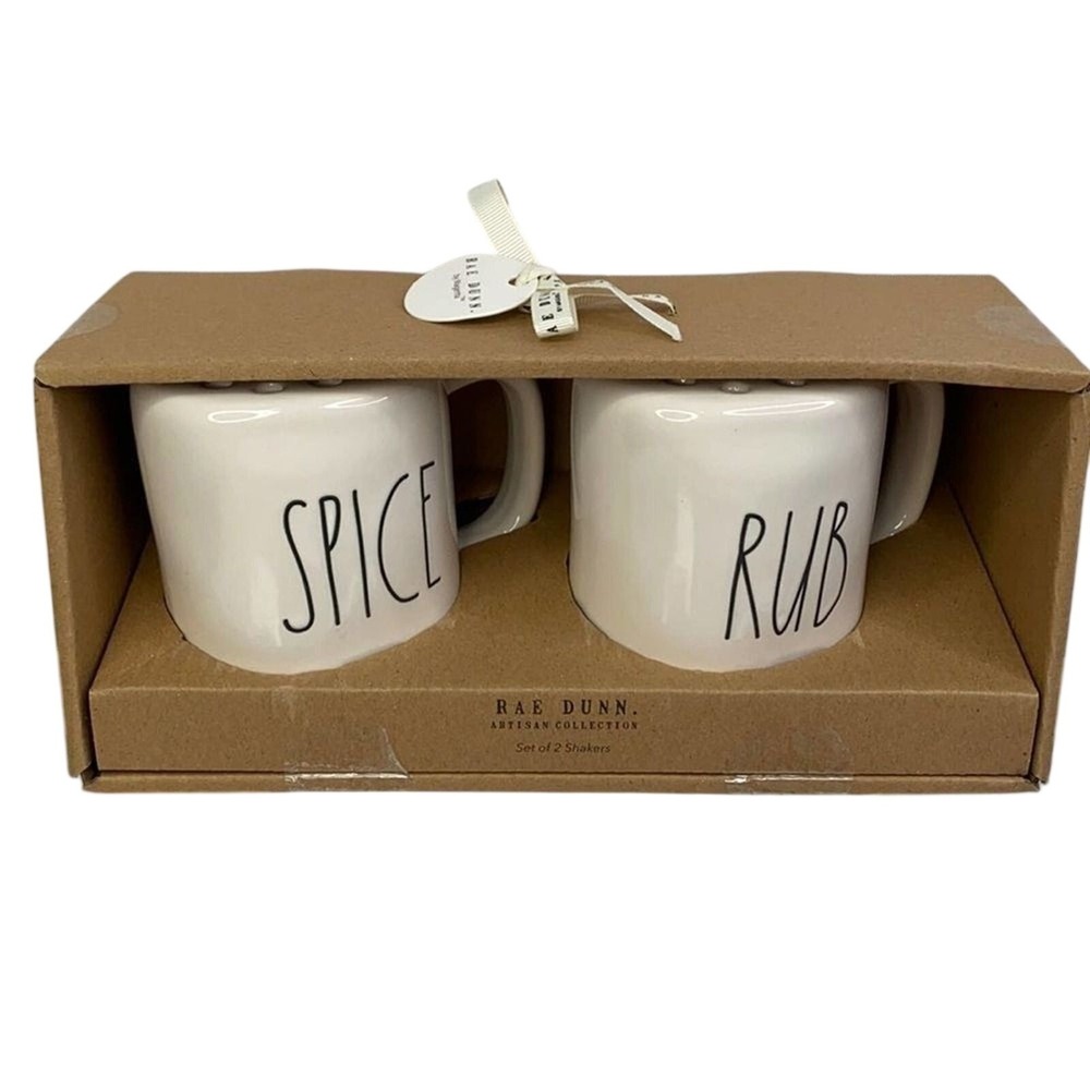 Rae Dunn Spice Rub Shakers Set of 2 Ceramic Farm House Kitchen Home Country